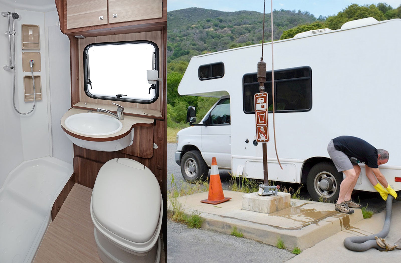 Portable RV/camper toilet and holding tank setup in Champaign, Illinois